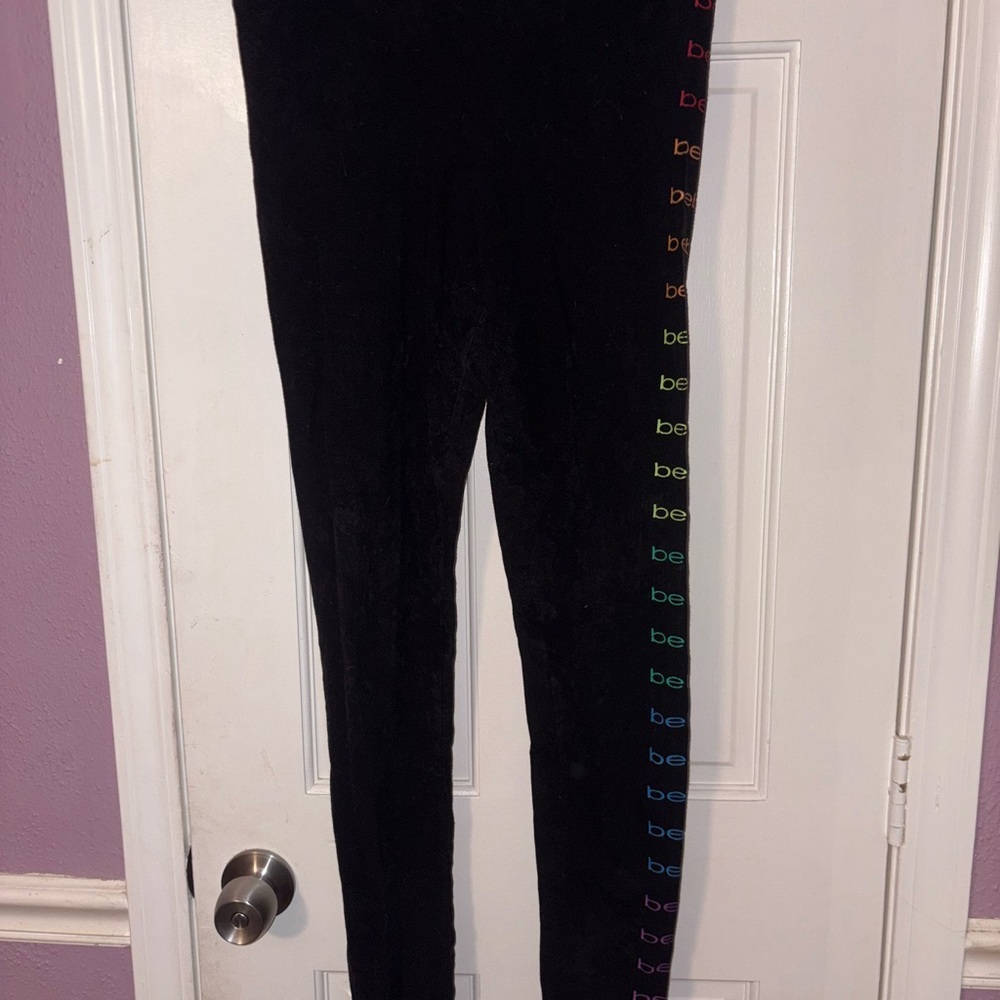 bebe Black Leggings with Colorful Side Accents